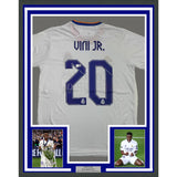 Framed Autographed/Signed Vini Vinicius Jr. 35x39 Real Madrid Jersey BAS COA #2