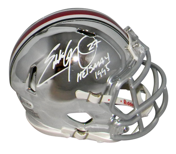 EDDIE GEORGE SIGNED OHIO STATE BUCKEYES CHROME SPEED MINI HELMET W/ HEISMAN 1995