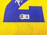 WARRIORS MITCH RICHMOND AUTOGRAPHED SIGNED YELLOW JERSEY BECKETT WITNESS 232589