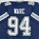 Autographed/Signed Demarcus Ware Dallas Blue Football Jersey Beckett BAS COA