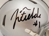 JUSTIN FIELDS AUTOGRAPHED OHIO STATE SILVER SPEED MINI HELMET BECKETT 189797