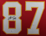 TRAVIS KELCE (Chiefs red SKYLINE) Signed Autographed Framed Jersey Beckett