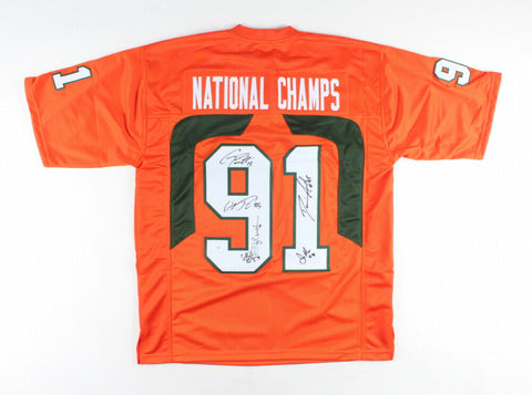 1991 National Champs Miami Hurricanes Jersey Team-Signed by 6 Torretta, Searcy +