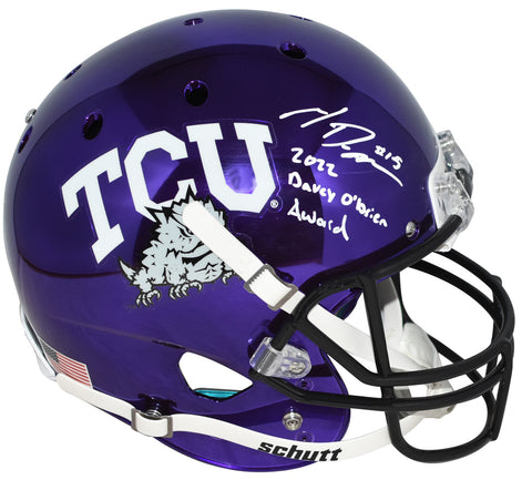 MAX DUGGAN SIGNED TCU HORNED FROGS CHROME FULL SIZE HELMET W/ 2022 DAVEY O'BRIEN