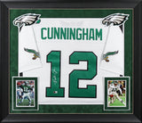 Eagles Randall Cunningham Signed White Mitchell & Ness Framed Jersey BAS Witness