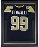 Aaron Donald Signed Framed Custom Blue Pro Style Football Jersey JSA