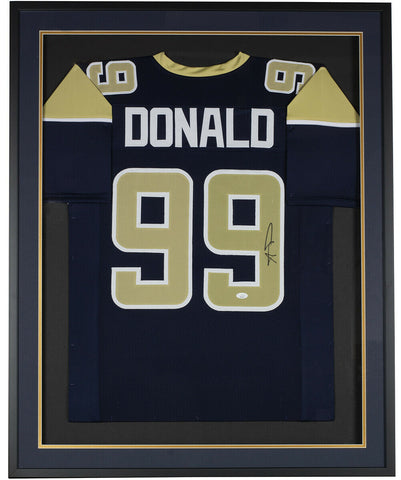 Aaron Donald Signed Framed Custom Blue Pro Style Football Jersey JSA