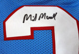 HOUSTON OILERS MIKE MUNCHAK AUTOGRAPHED BLUE JERSEY "HOF 2001" PSA/DNA 99428