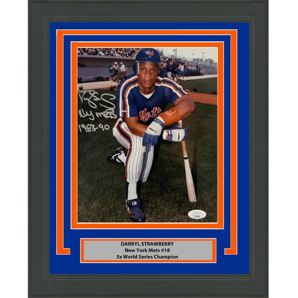 Framed Autographed/Signed Darryl Strawberry New York Mets 8x10 Photo JSA COA