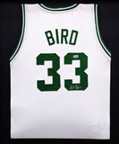 BOSTON CELTICS LARRY BIRD AUTOGRAPHED FRAMED WHITE JERSEY BECKETT BAS 230199