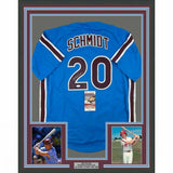 FRAMED Autographed/Signed MIKE SCHMIDT 33x42 Philadelphia Blue Jersey JSA COA