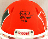 Vinny Testaverde Signed Hurricanes AMP Speed Mini Helmet w/ Insc - JSA W Auth