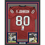 FRAMED Autographed/Signed ANDRE JOHNSON 33x42 Houston Red Jersey JSA COA Auto