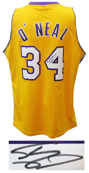 Shaquille O'Neal Signed Lakers M&N Gold NBA Swingman Basketball Jersey - SS COA