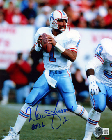 Warren Moon Autographed Houston Oilers 8x10 Photo HOF Beckett 45583