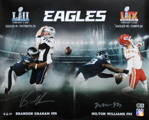 Brandon Graham/Milton Williams Eagles Dual-Signed 16x20 Photo SB LIX JSA 194718