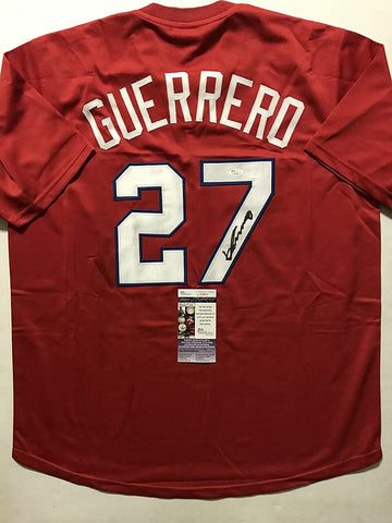 Autographed/Signed VLADIMIR VLAD GUERRERO Montreal Red Jersey JSA COA Auto