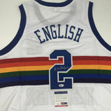 Autographed/Signed ALEX ENGLISH Denver White Basketball Jersey PSA/DNA COA Auto