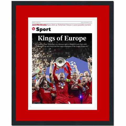 Framed Independent Liverpool 2018-2019 Champions League Newspaper 17x20 Photo