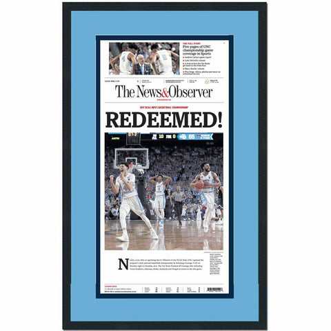 Framed News & Observer UNC North Carolina 2017 Champions Newspaper 17x27 Photo