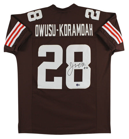 Jeremiah Owusu-Koramoah Signed Brown Pro Style Jersey w/ White #'s BAS Witnessed