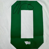 Framed Autographed/Signed Jayson Tatum 35x39 Celtics White Jersey Fanatics COA