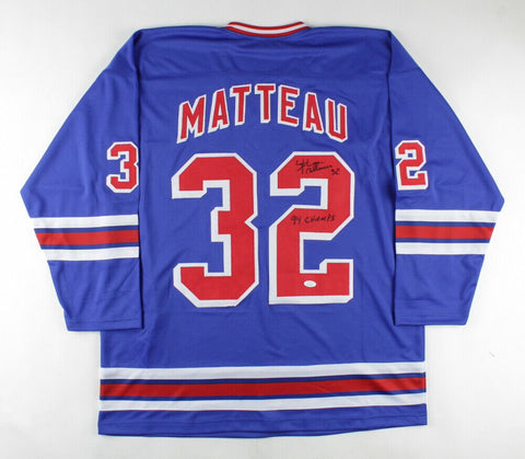 Stephane Matteau Signed New York Rangers Jersey Inscribed "94 Champs" (JSA COA)