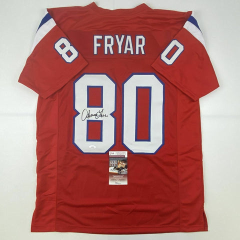 Autographed/Signed IRVING FRYAR New England Red Football Jersey JSA COA Auto