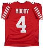 Jake Moody Authentic Signed Red Pro Style Jersey Autographed BAS Witnessed