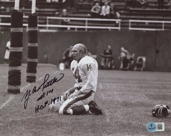 Giants Y.A. Tittle "H.O.F. 1971, #14" Authentic Signed 8x10 Photo BAS #BR54793