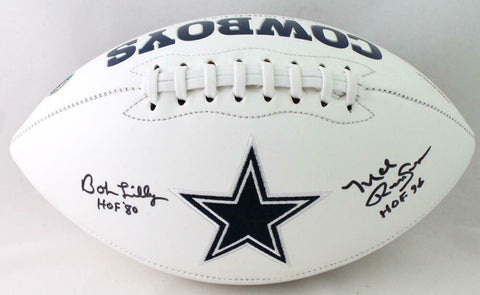 Mel Renfro/Bob Lilly Signed Dallas Cowboys Logo Football w/HOF - Beckett W Auth