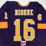 Autographed/Signed MARCEL DIONNE HOF 92 Los Angeles LA Purple Jersey JSA COA