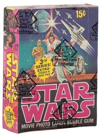 1977 Topps STAR WARS Series 3 Unopened Wax Box BBCE Sealed Wrapped - 36 Packs