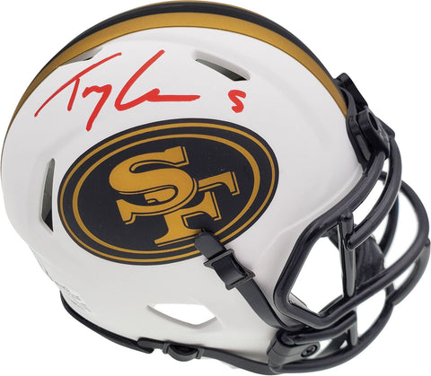 TREY LANCE AUTO 49ERS LUNAR ECLIPSE WHITE SPEED MINI HELMET BECKETT 194736