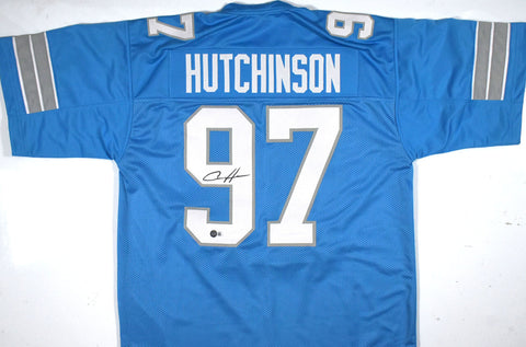 Aidan Hutchinson Autographed Blue Pro Style Jersey - Beckett W Hologram *Black