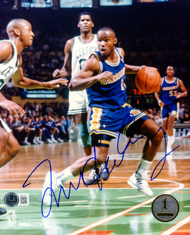 TIM HARDAWAY AUTOGRAPHED 8X10 PHOTO GOLDEN STATE WARRIORS BECKETT BAS QR 230684