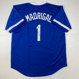 Autographed/Signed Nick Madrigal Chicago Blue Baseball Jersey Beckett BAS COA