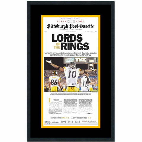 Framed Pittsburgh Post-Gazette Steelers Super Bowl XLIII Newspaper 17x27 Photo 1