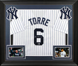 Joe Torre Authentic Signed White Pinstripe Pro Style Framed Jersey BAS Witnessed