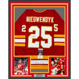 Framed Autographed/Signed Joe Nieuwendyk 35x39 Calgary Red Hockey Jersey JSA COA