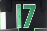 GARRETT WILSON (Jets black green TOWER) Signed Autographed Framed Jersey JSA