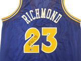 WARRIORS MITCH RICHMOND AUTOGRAPHED SIGNED BLUE JERSEY BECKETT WITNESS 232587