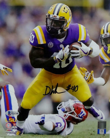 Devin White Autographed LSU 8x10 PF Photo w/ Ball vs LA Tech - Beckett Auth *Blk