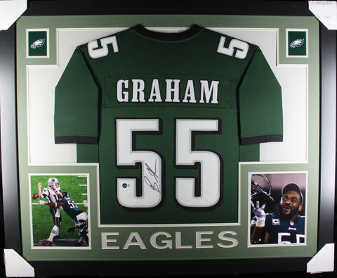 BRANDON GRAHAM (Eagles green SKYLINE) Signed Autographed Framed Jersey Beckett