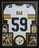 FRAMED JACK HAM AUTOGRAPHED SIGNED INSC PITTSBURGH STEELERS JERSEY JSA COA