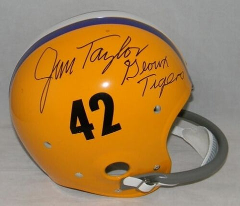 JIM TAYLOR SIGNED AUTOGRAPHED LSU TIGERS FULL SIZE THROWBACK RK HELMET JSA