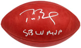 Tom Brady Autographed NFL Leather SB Logo Football SB LV MVP Fanatics AA0104061