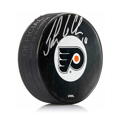 John LeClair Philadelphia Flyers Autographed Signed Hockey Logo Puck JSA PSA