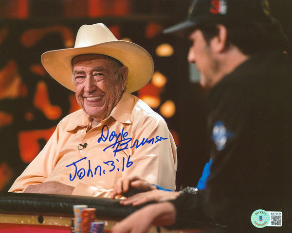 Doyle Brunson "John 3:16" Authentic Signed 8x10 Photo Autographed BAS #BA73125