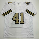 Autographed/Signed Alvin Kamara New Orleans White Color Rush Jersey BAS COA